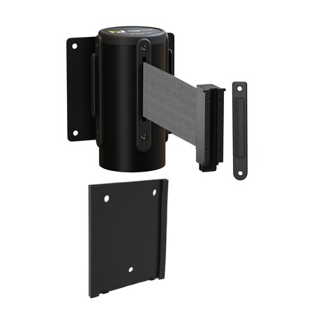 Montour Line Retr. Belt Barrier Removable Black Metal Wall Mt 8.5ft Dk Gry Belt (F) WM115-BK-DGY-RM-S-85